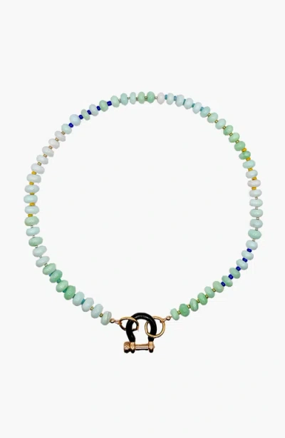 Shop Spicy Dan Cass Blue Green Opal Gold Plated Necklace In Multi