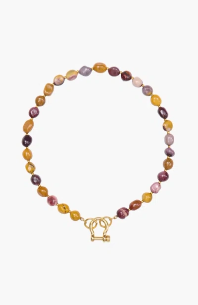 Shop Spicy Dan Gus Pebble Mookaite Gold Plated Necklace In Brown