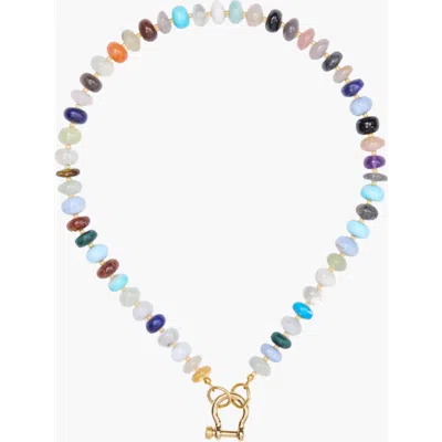 Shop Spicy Dan Lyla Mixed Gemstone Gold Plated Necklace In Multi