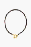 Shop Spicy Dan Milo Gender Inclusive Rainbow Spacer Bead Onyx Necklace In Black