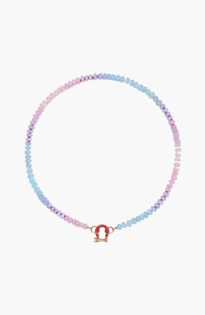 Shop Spicy Dan Olive Gender Inclusive Moonstone Necklace In Multi