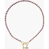 Shop Spicy Dan Ruby Red Garnet Gold Plated Necklace In Brown