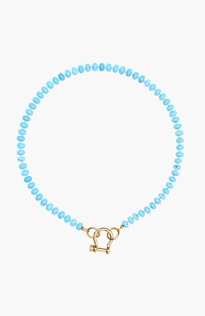 Shop Spicy Dan Stella Turquoise Gold Plated Necklace In Blue