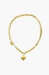 Shop Spicy Dan Tito Antique Gold Heart Pendant Necklace In Gold