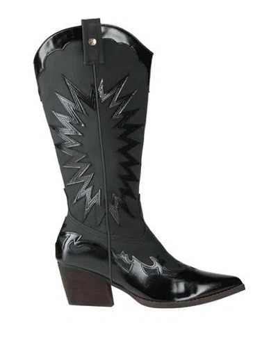 Shopart Woman Boot Black Size 8 Leather