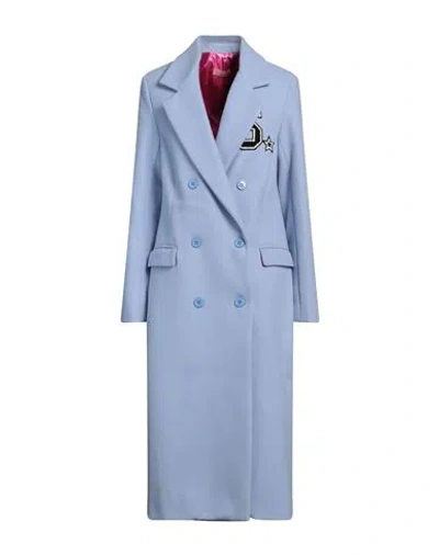 Shopart Woman Coat Light Blue Size L Acrylic, Polyester, Wool
