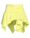 Shopart Woman Mini Skirt Lime Green Size M Cotton In Green
