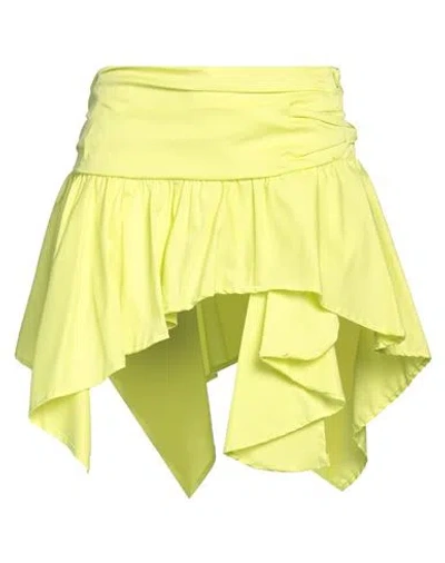 Shopart Woman Mini Skirt Lime Green Size M Cotton
