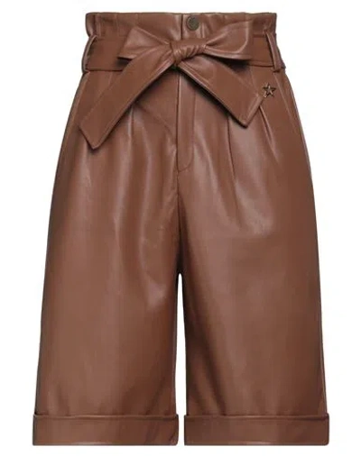 Shopart Woman Pants Brown Size M Polyester, Polyurethane