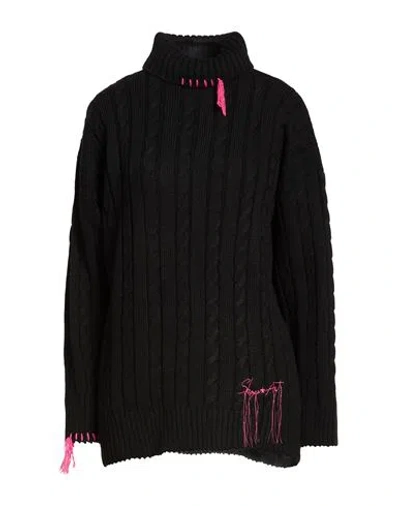 Shopart Woman Turtleneck Black Size M Acrylic, Polyester