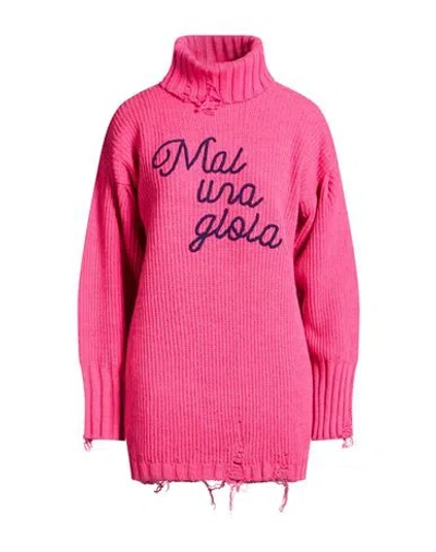 Shopart Woman Turtleneck Fuchsia Size M Acrylic, Polyester In Pink