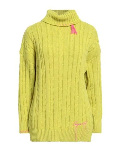 Shopart Woman Turtleneck Light Green Size M Acrylic, Polyester