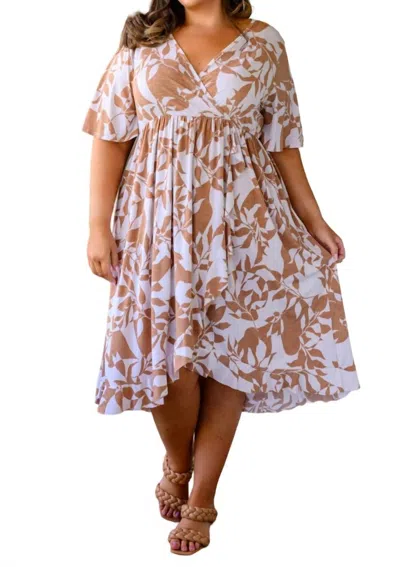 Shopin In La Conversation Starter Floral Faux Wrap Dress In White/brown In Multi