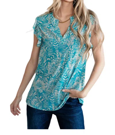 Shopin In La Don't Overthink It Floral Top In Blue