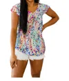 Shopin In La Let's Talk Flutter Sleeve Top In Multi Color In Multi