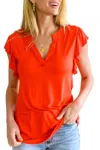 Shopin In La Listen Up V-neck Top In Tomato In Red