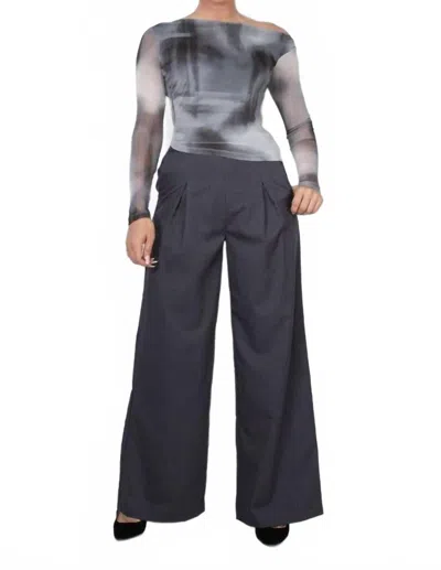 Shopirisbasic Pintuck Woven Wide Leg Pants In Grey In Gray