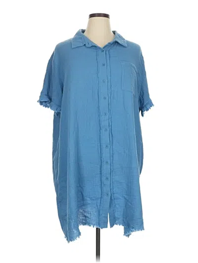Pre-owned Shopthemint.com Short Sleeve Button Down Shirt In Blue