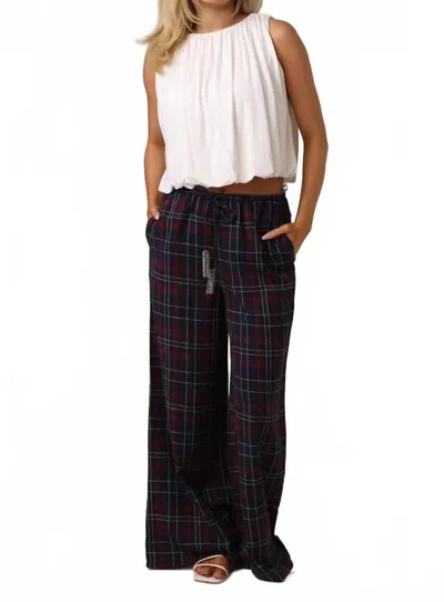 Shore. Beaded Beach Flannel Pants In Shoreside Plaid In Black