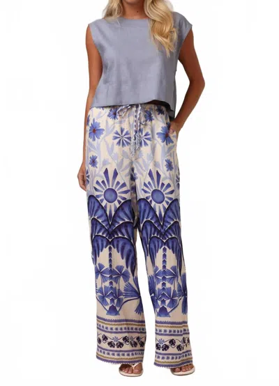 Shore. Beaded Beach Wide Leg Pants In Blue Mirage In Multi