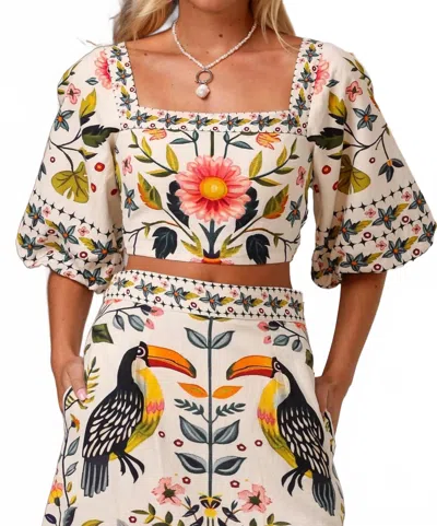 Shore. Bonnie Squared Neckline Top In Birdsong Blossom In Multi