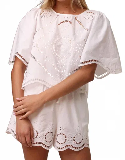 Shore. Cleo Scalloped Embroidered Hem Top In Soleil Blanc In White