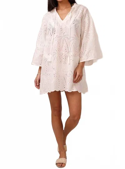 Shore. Emily Mini Dress In Palm Eyelet In White