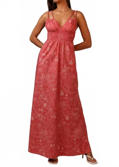 Shore. Francesca Maxi Dress In Sunset Bay In Red
