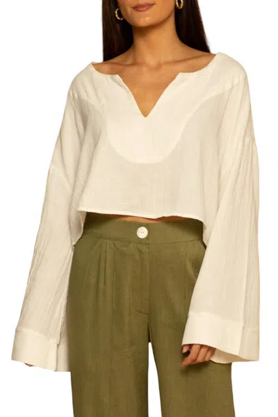 Shore. Riley Bell Sleeve Top In Bright White In Neutral