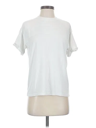 Pre-owned Shore. Short Sleeve Top White Mock Neckline Tops