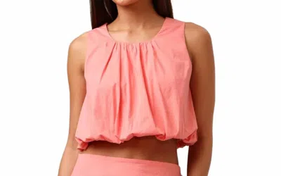 Shore. Tara Cropped Tank Top In Coral In Animal Print