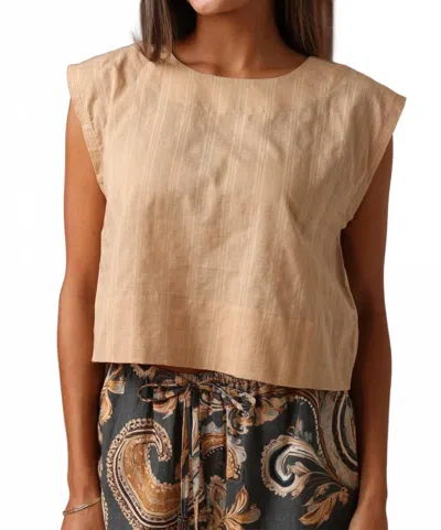 Shore. Teagan Shadow Gingham Top In Honey In Gold