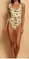 Shore. Tie Waist One Piece In Paradise Palms In Multi