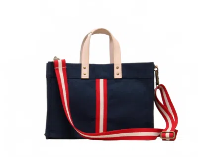 Shorebags Women's Newport Mini Box Tote Bag In Navy With Red Stripe In Multi