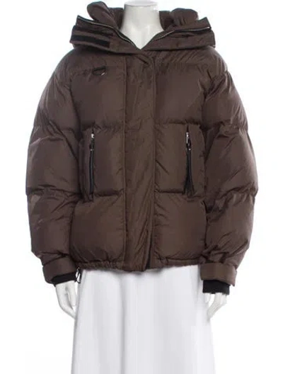 Pre-owned Shoreditch Ski Club Bomber Jacket In Brown