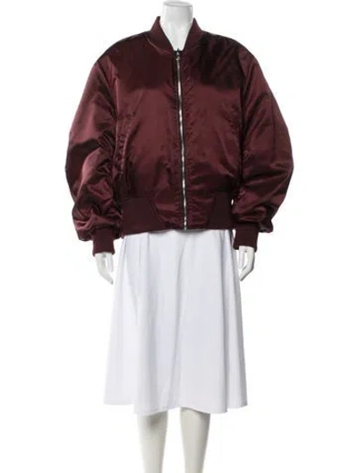 Pre-owned Shoreditch Ski Club Bomber Jacket In Burgundy