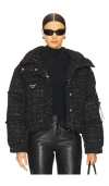 Shoreditch Ski Club Diana Leah Puffer Jacket In Black,white