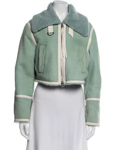 Pre-owned Shoreditch Ski Club Eel Skin Bomber Jacket In Green