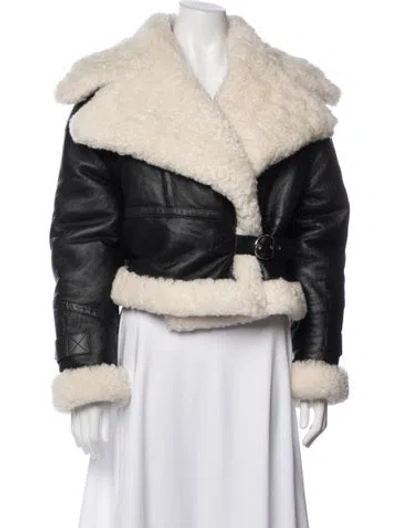 Pre-owned Shoreditch Ski Club Lamb Leather Coat In Black