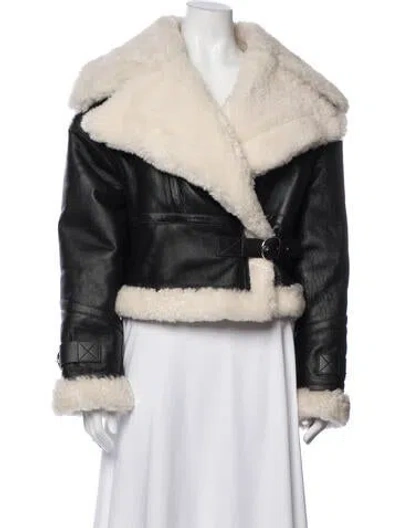Pre-owned Shoreditch Ski Club Lamb Leather Faux Fur Coat In Black