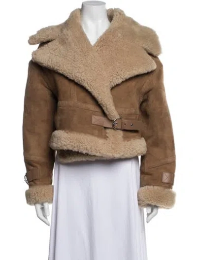 Pre-owned Shoreditch Ski Club Lamb Leather Faux Fur Coat W/ Tags In Brown