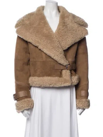 Pre-owned Shoreditch Ski Club Leather Faux Fur Coat In Brown