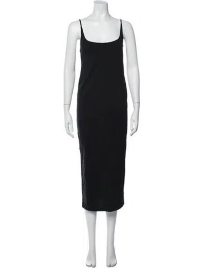 Pre-owned Shoreditch Ski Club Scoop Neck Midi Length Dress In Black