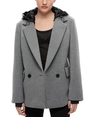 Shoreditch Ski Club Seren Hooded Mixed Media Blazer In Grey Marl