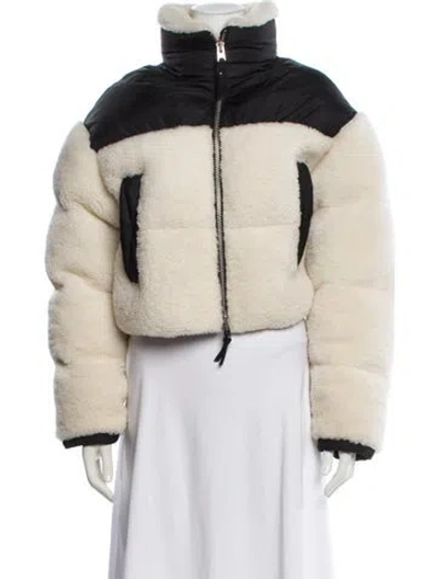 Pre-owned Shoreditch Ski Club Shearling Colorblock Pattern Faux Fur Vest In Neutral