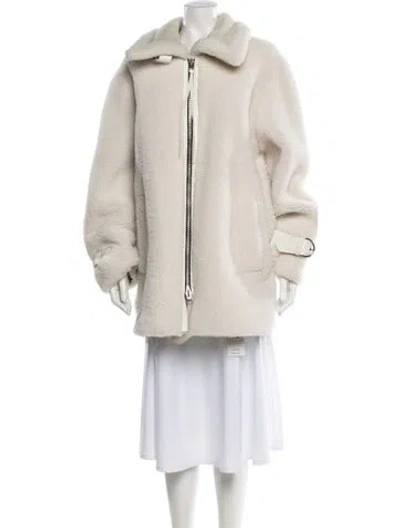 Pre-owned Shoreditch Ski Club Shearling Faux Fur Coat In Neutral