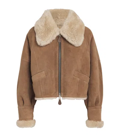 Shoreditch Ski Club Shearling Opal Jacket In Brown