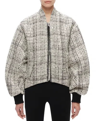 Shoreditch Ski Club Skylar Faye Tweed Bomber Jacket In White/black