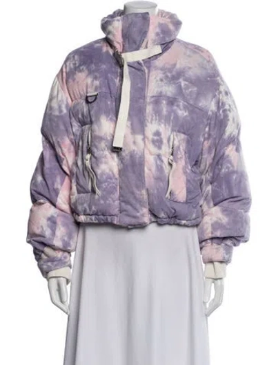 Pre-owned Shoreditch Ski Club Tie-dye Print Down Coat In Purple