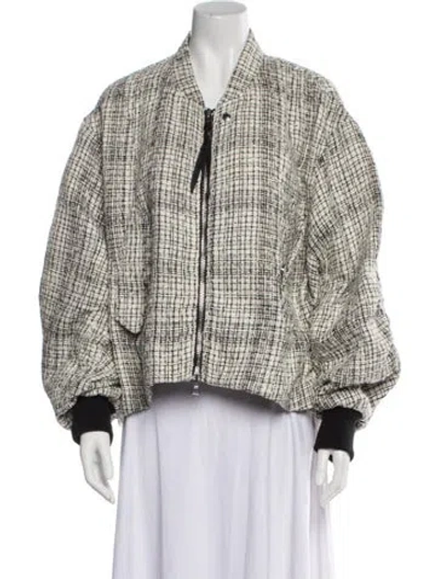 Pre-owned Shoreditch Ski Club Tweed Pattern Bomber Jacket W/ Tags In Black